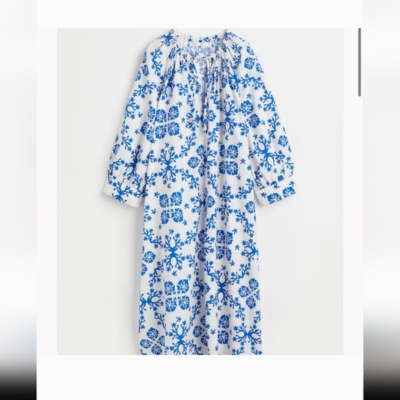 H&M Blue & white kaftan like cotton dress size xs - Picture 2 of 3